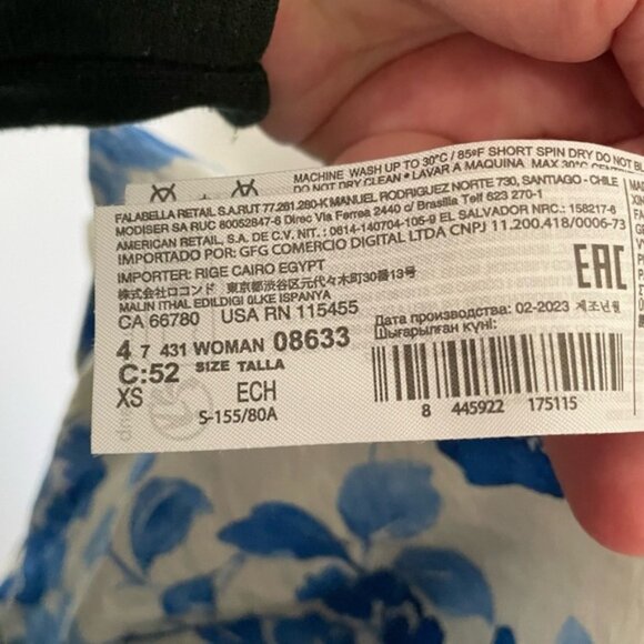 Mango Floral-Print Jumpsuit With Tie Blue and White Print Size Extra Small - Picture 14 of 14